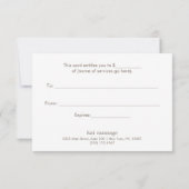 Einfache Bettwäsche (Bild) Geschenkgutschein (Rückseite)