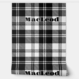 Einfache Bezeichnung der Tartan-Schwarz-Weiß-Monog Tapete