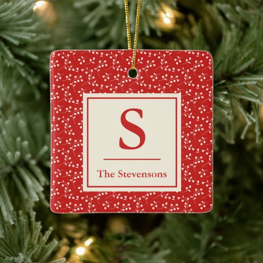 Einfache Bezeichnung des Vintagen roten Botanische Keramikornament (Baum)