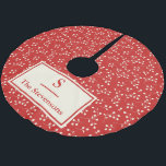 Einfache Bezeichnung des Vintagen roten Botanische Polyester Weihnachtsbaumdecke<br><div class="desc">Dieser stilvolle Weihnachtsbaumrock weist ein Vintages botanisches Muster in Rot und Weiß auf. Ideal für Weihnachten oder das ganze Jahr. Personalisieren Sie es mit Ihrem Familiennamen und Monogramm. Tolle Geschenkidee!</div>