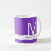 Einfache Bezeichnung für lila Monogramm Kaffeetasse (VorderseiteRechts)