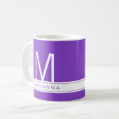 Einfache Bezeichnung für lila Monogramm Kaffeetasse (Vorderseite Links)