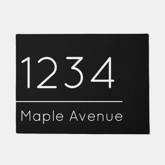 Einfache Bezeichnung in der Schwarz-Weiß-Hausnumme Fußmatte (Vorderseite)