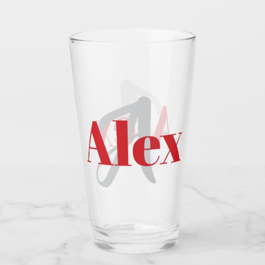 Einfache Bezeichnung mit Monogramm Glas (Rückseite)