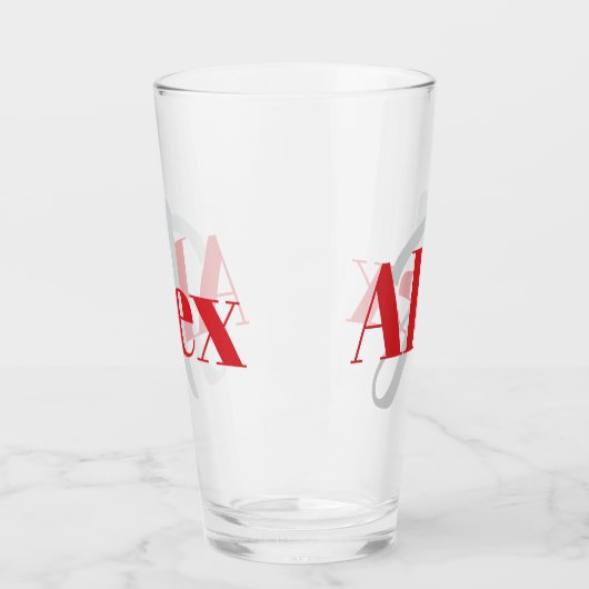 Einfache Bezeichnung mit Monogramm Glas (Links)
