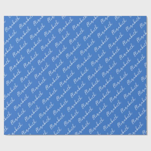 Einfache Bezeichnung Personalisiert Blau Geschenkpapier (Flach)