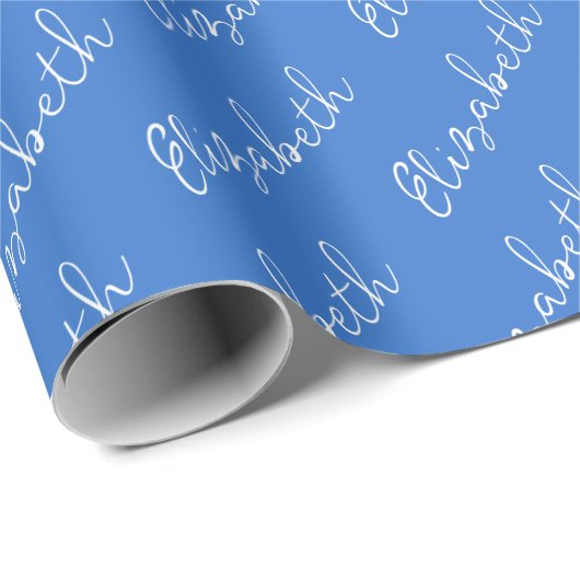 Einfache Bezeichnung Personalisiert Blau Geschenkpapier (Rolleneckpunkt)