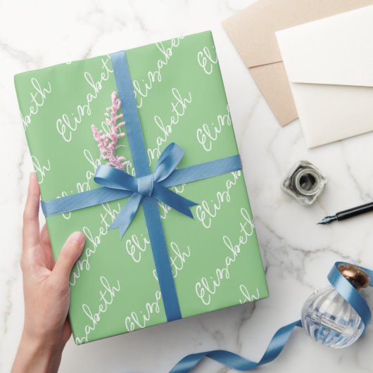 Einfache Bezeichnung Personalisiert grün Geschenkpapier (Schenken)