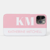 Einfache Bezeichnung und Initialen Rosa und Weiß Case-Mate iPhone Hülle (Rückseite (Horizontal))
