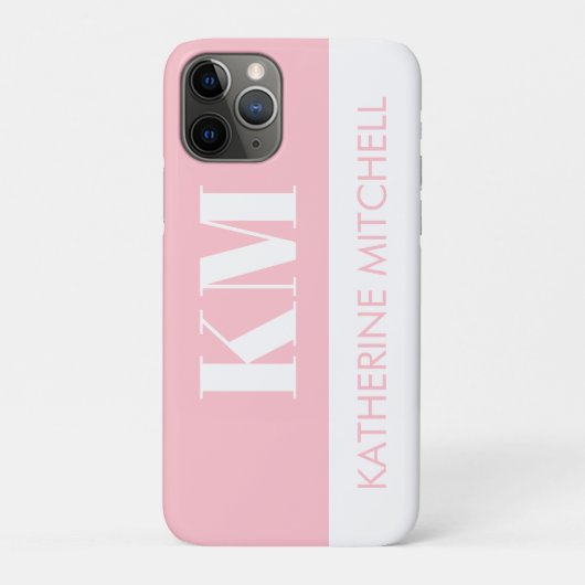 Einfache Bezeichnung und Initialen Rosa und Weiß Case-Mate iPhone Hülle (Rückseite)