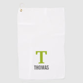 Einfache Bezeichnung und Monogramm Initial Persona Golfhandtuch (Vorderseite)