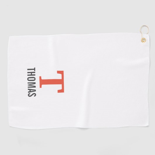 Einfache Bezeichnung und Monogramm Initial Persona Golfhandtuch (Horizontal)