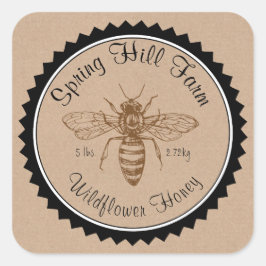Einfache Biene Zeichnend Kraft Paper Honey Jar Sti Runder Aufkleber