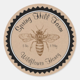 Einfache Biene Zeichnend Kraft Paper Honey Jar Sti Runder Aufkleber