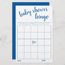 Einfache Bingokarte | Classic Blue Baby Shower Gam