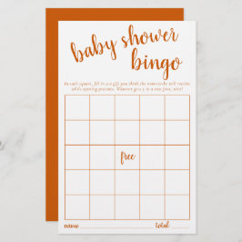 Einfache Bingokarte | Fall Orange Baby Shooting Ga