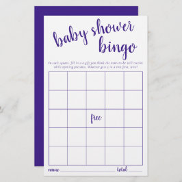 Einfache Bingokarte | Lila Baby Showspiel