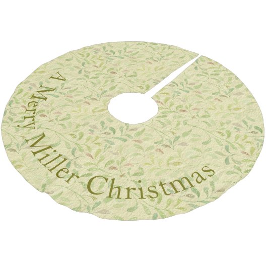 Einfache Bio Grüne Muster Weihnachten Polyester Weihnachtsbaumdecke (Schrägansicht)