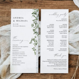 Einfache Birch Tree Greenerity Foliage Hochzeit Programm