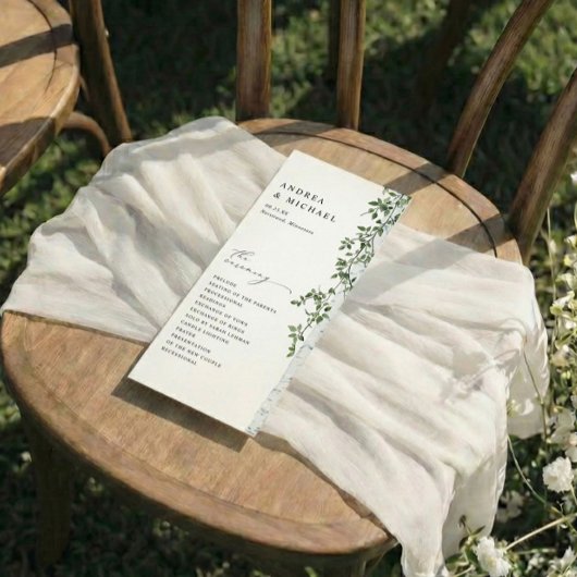 Einfache Birch Tree Greenerity Foliage Hochzeit Programm