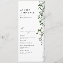 Einfache Birch Tree Greenerity Foliage Hochzeit Programm