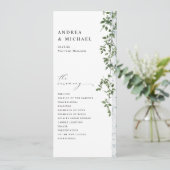 Einfache Birch Tree Greenerity Foliage Hochzeit Programm (Stehend Vorderseite)