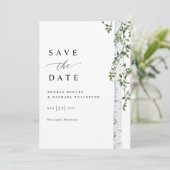 Einfache Birkenhochzeit Save The Date (Stehend Vorderseite)