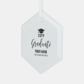 Einfache Black Abschluss-Geschenkgutschrift Ornament Aus Glas (Vorderseite Links)