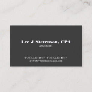 Einfache Black Accountant-CPA-Visitenkarte Visitenkarte