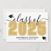 Einfache Black and Gold Graduation Party Einladung (Vorderseite)
