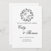 Einfache Black and White Weeding Einladung (Vorne/Hinten)