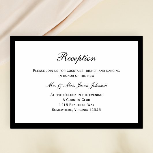 Einfache Black Border Hochzeitskarte Einladung