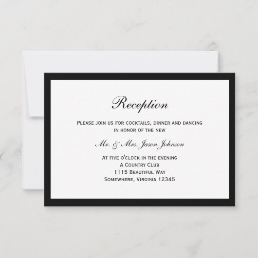 Einfache Black Border Hochzeitskarte Einladung (Vorderseite)