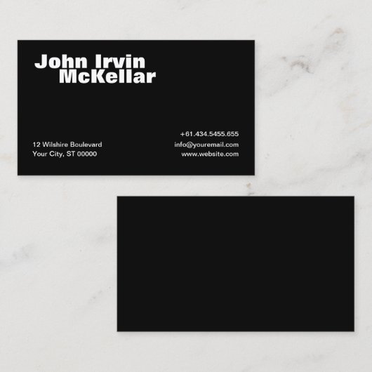 Einfache Black Business Card Visitenkarte (Vorne/Hinten)