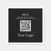 Einfache Black Business Logos und QR-Code-Menü Nap Serviette (Vorderseite)