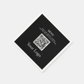 Einfache Black Business Logos und QR-Code-Menü Nap Serviette (Ecke)