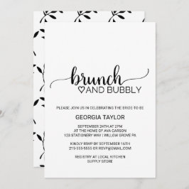 Einfache Black Calligraphy Brunch und Bubbly Einladung