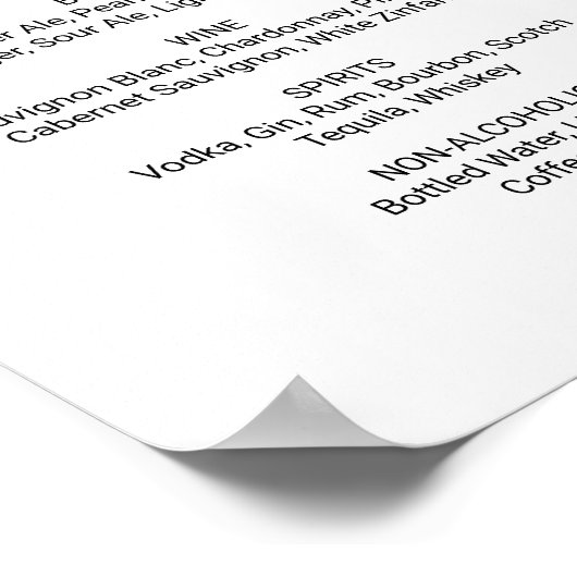 Einfache Black Calligraphy Drink Menu-Zeichen Poster (Ecke)