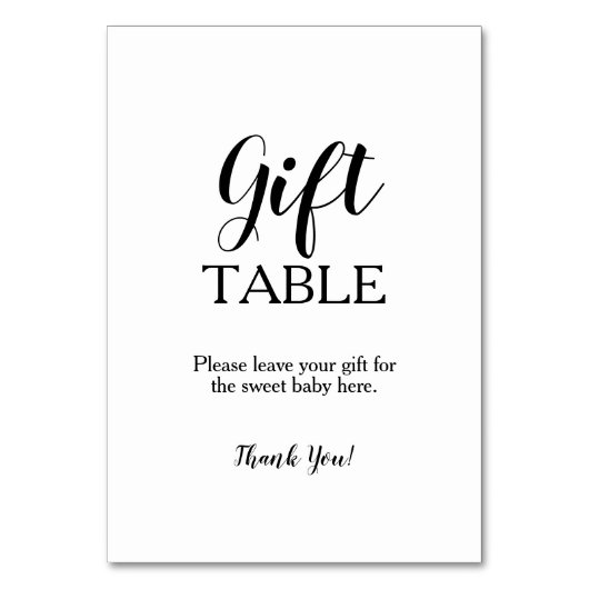 Einfache Black Calligraphy Gift Table Sign Card Tischnummer (Vorderseite)