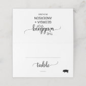 Einfache Black Calligraphy Pork Meal Option Hochze Platzkarte (Außenseite Aufgefaltet)