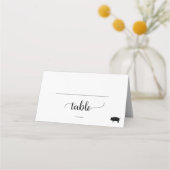 Einfache Black Calligraphy Pork Meal Option Hochze Platzkarte (Vorderseite)
