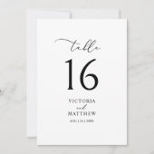 Einfache Black Calligraphy Tischnummer Card (Vorderseite)