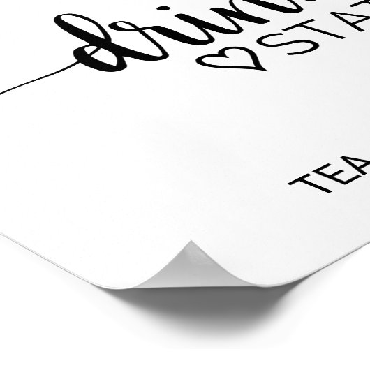 Einfache Black Calligraphy Wedding Drink Station Poster (Ecke)