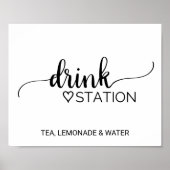 Einfache Black Calligraphy Wedding Drink Station Poster (Vorne)