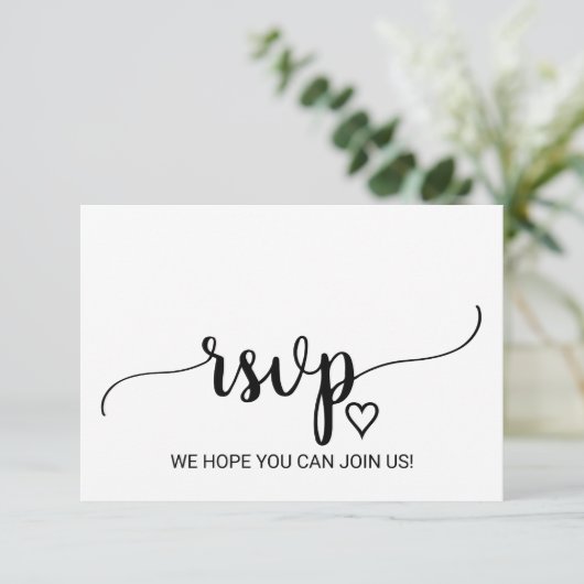 Einfache Black Calligraphy Wedding Website RSVP Ca (Stehend Vorderseite)