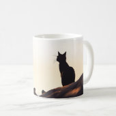 Einfache Black Cat Silhouette Sunset Sky Benutzerd Kaffeetasse (VorderseiteRechts)