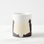 Einfache Black Cat Silhouette Sunset Sky Benutzerd Kaffeetasse (Mittel)