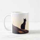 Einfache Black Cat Silhouette Sunset Sky Benutzerd Kaffeetasse (Links)