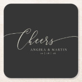 Einfache Black Cream Wedding Square Paper Unterset Rechteckiger Pappuntersetzer (Vorderseite)