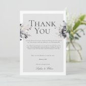 Einfache Black Floral Digital Danke Karte (Stehend Vorderseite)